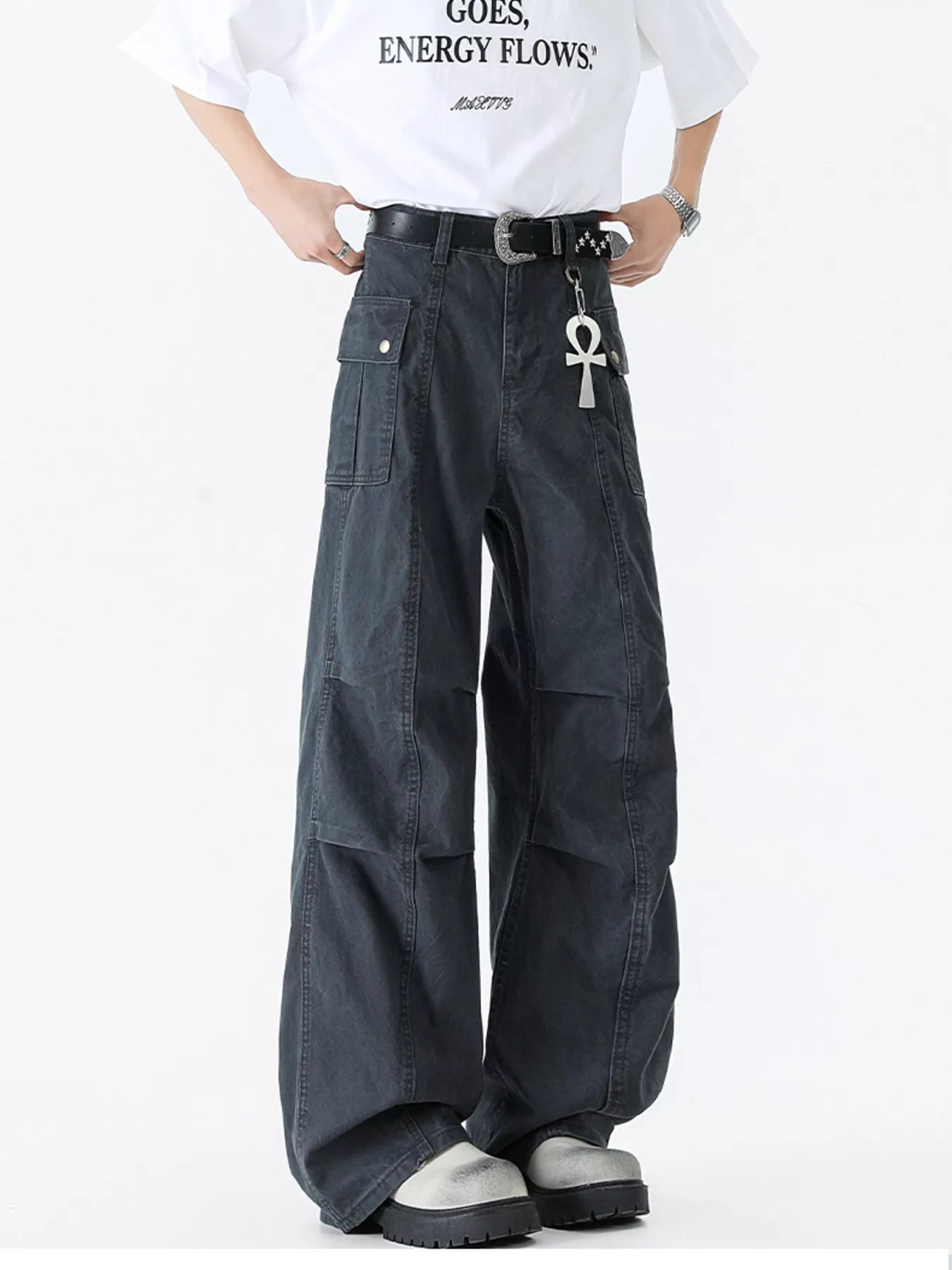 Men's Vintage Wide Leg Cargo Jeans - PBNJ FASHIONS