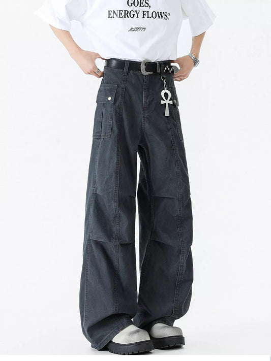 Men's Vintage Wide Leg Cargo Jeans - PBNJ FASHIONS