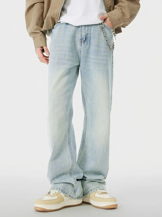 Wide Leg Jeans for Men - Washed Denim Style - PBNJ FASHIONS