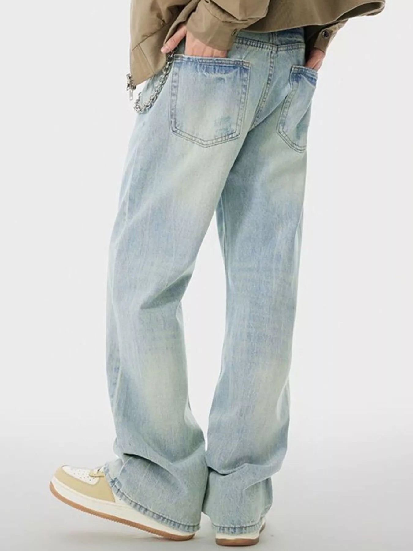 Wide Leg Jeans for Men - Washed Denim Style - PBNJ FASHIONS