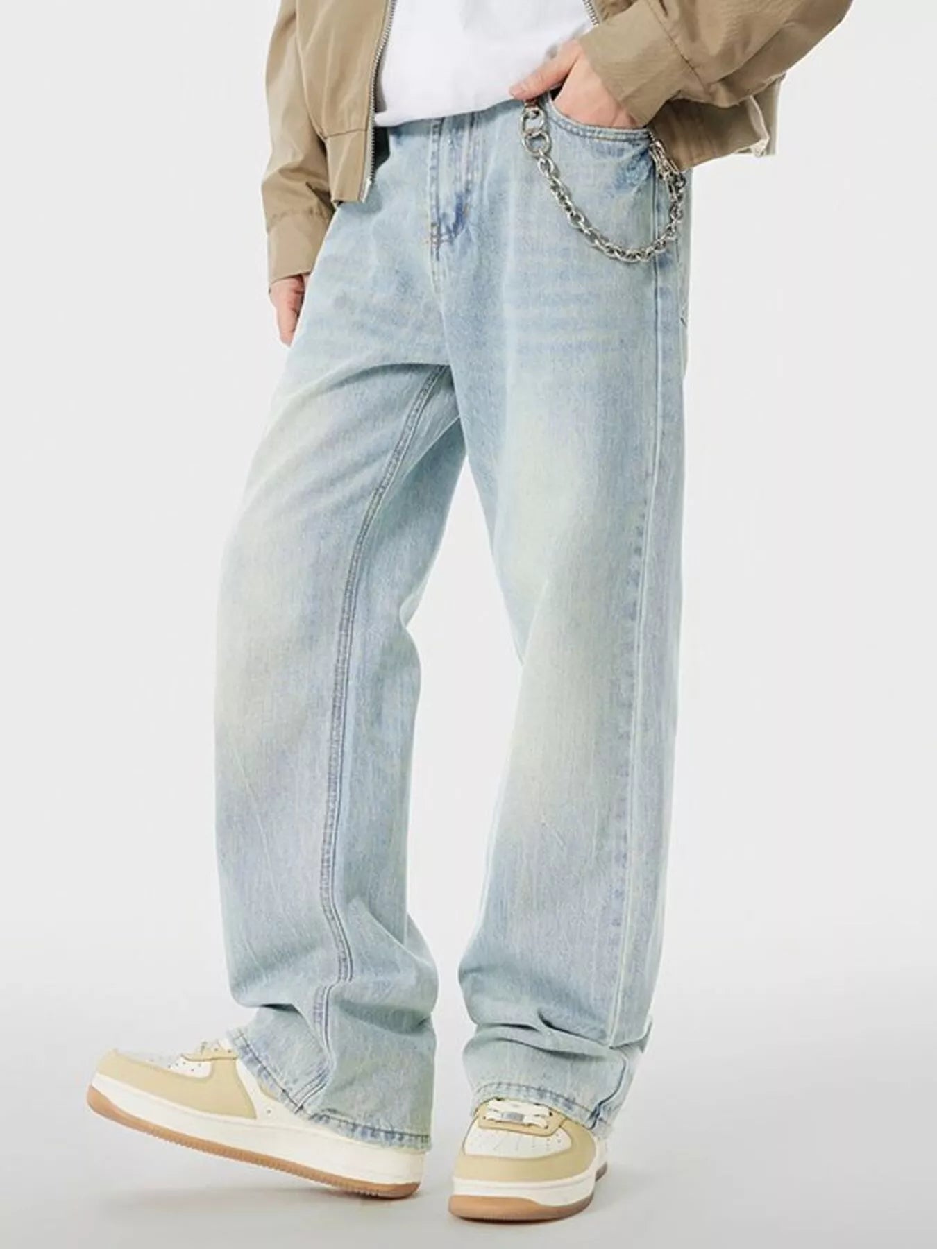 Wide Leg Jeans for Men - Washed Denim Style - PBNJ FASHIONS
