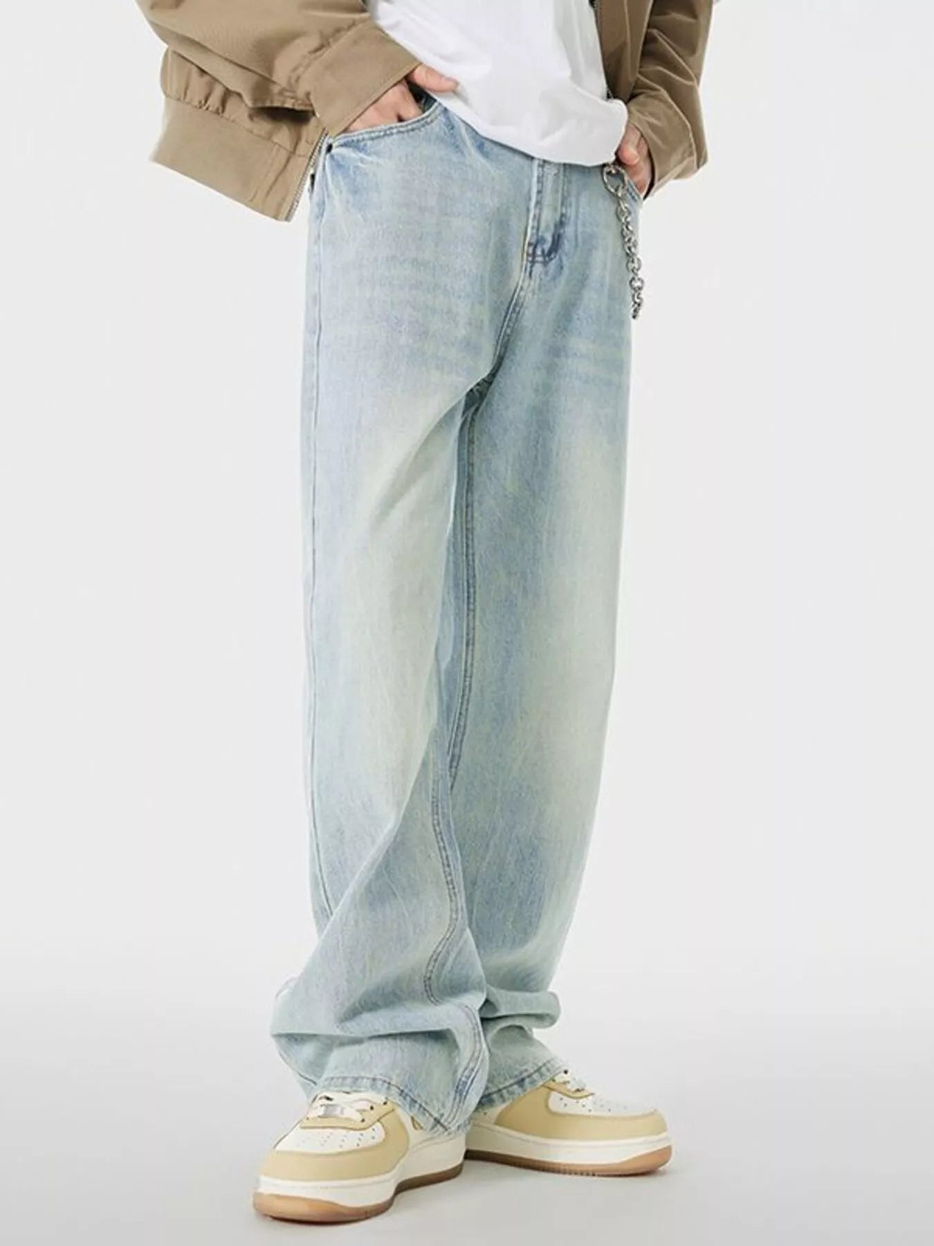 Wide Leg Jeans for Men - Washed Denim Style - PBNJ FASHIONS
