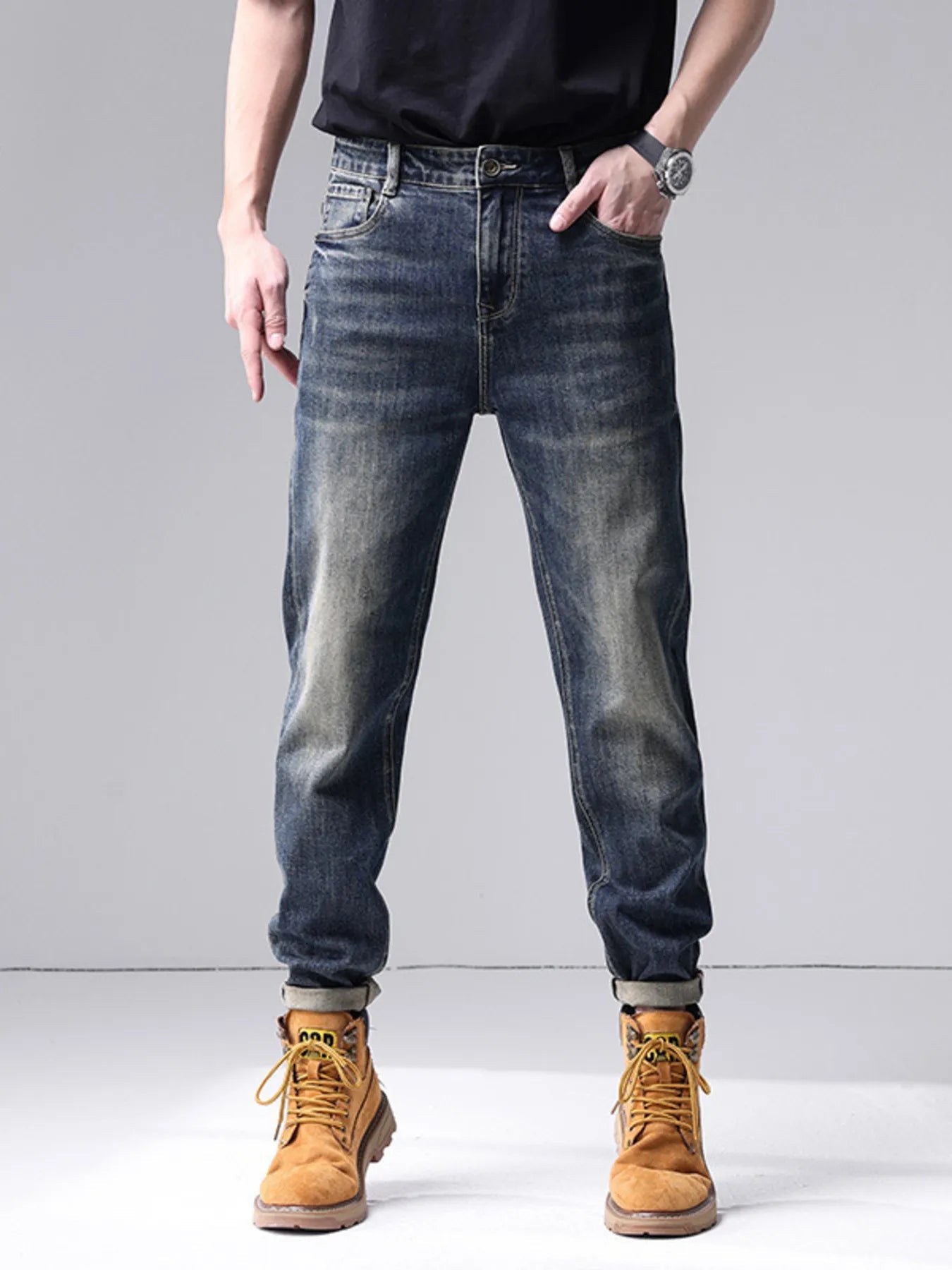 Men's Washed Straight Leg Jeans - PBNJ FASHIONS