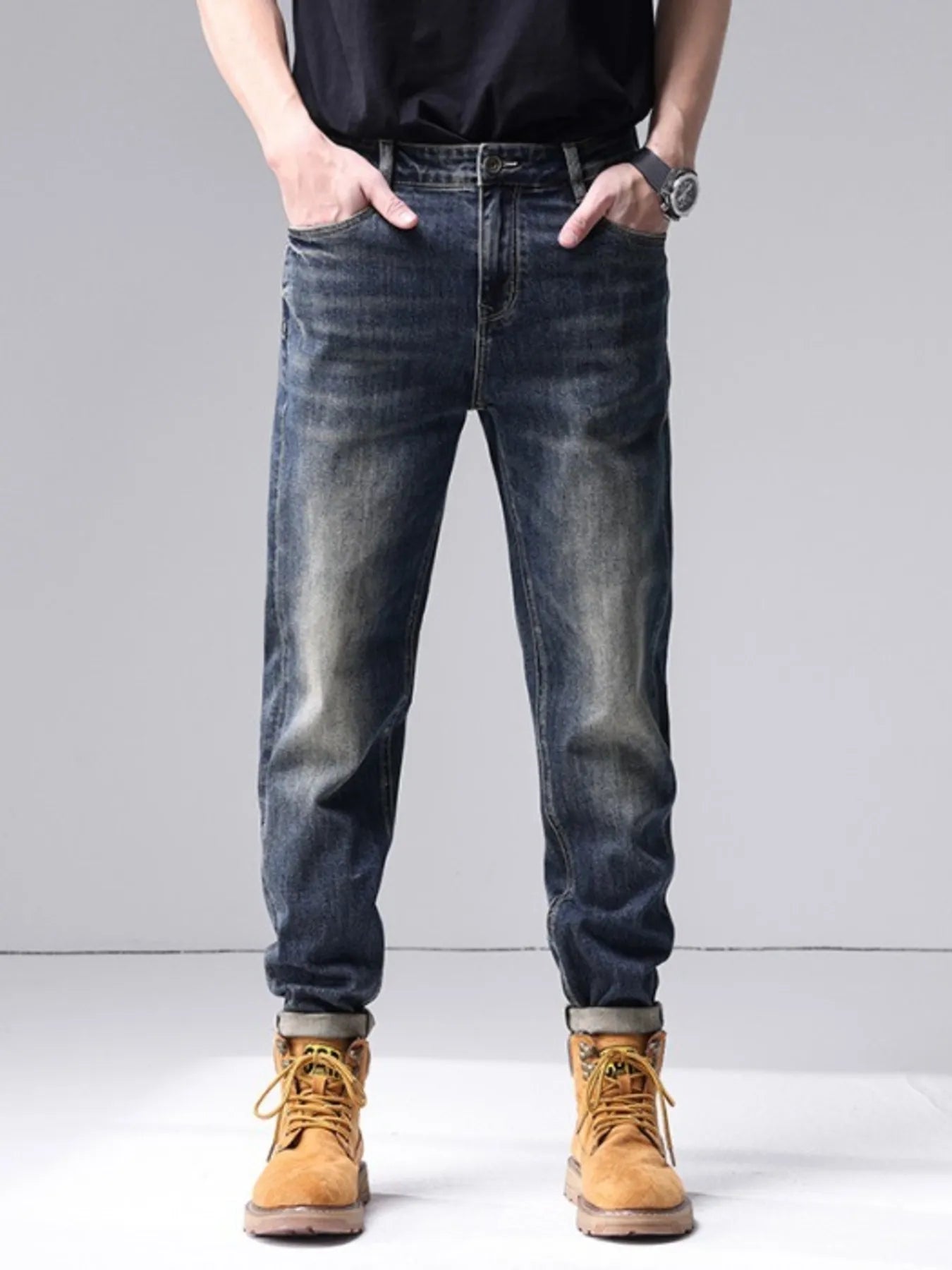 Men's Washed Straight Leg Jeans - PBNJ FASHIONS