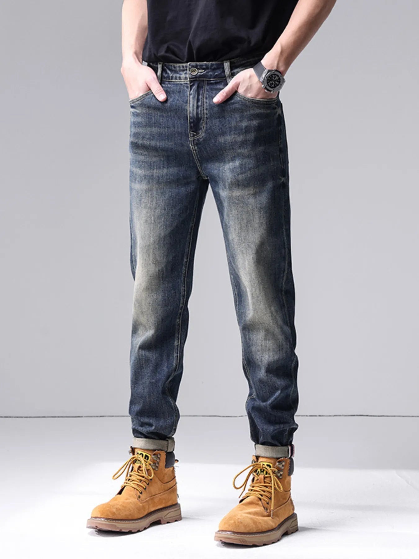 Men's Washed Straight Leg Jeans - PBNJ FASHIONS