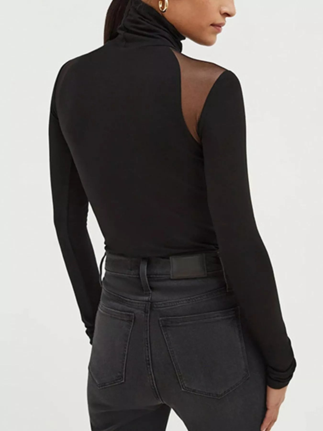 Mesh Shoulder Turtleneck Bodysuit - PBNJ FASHIONS