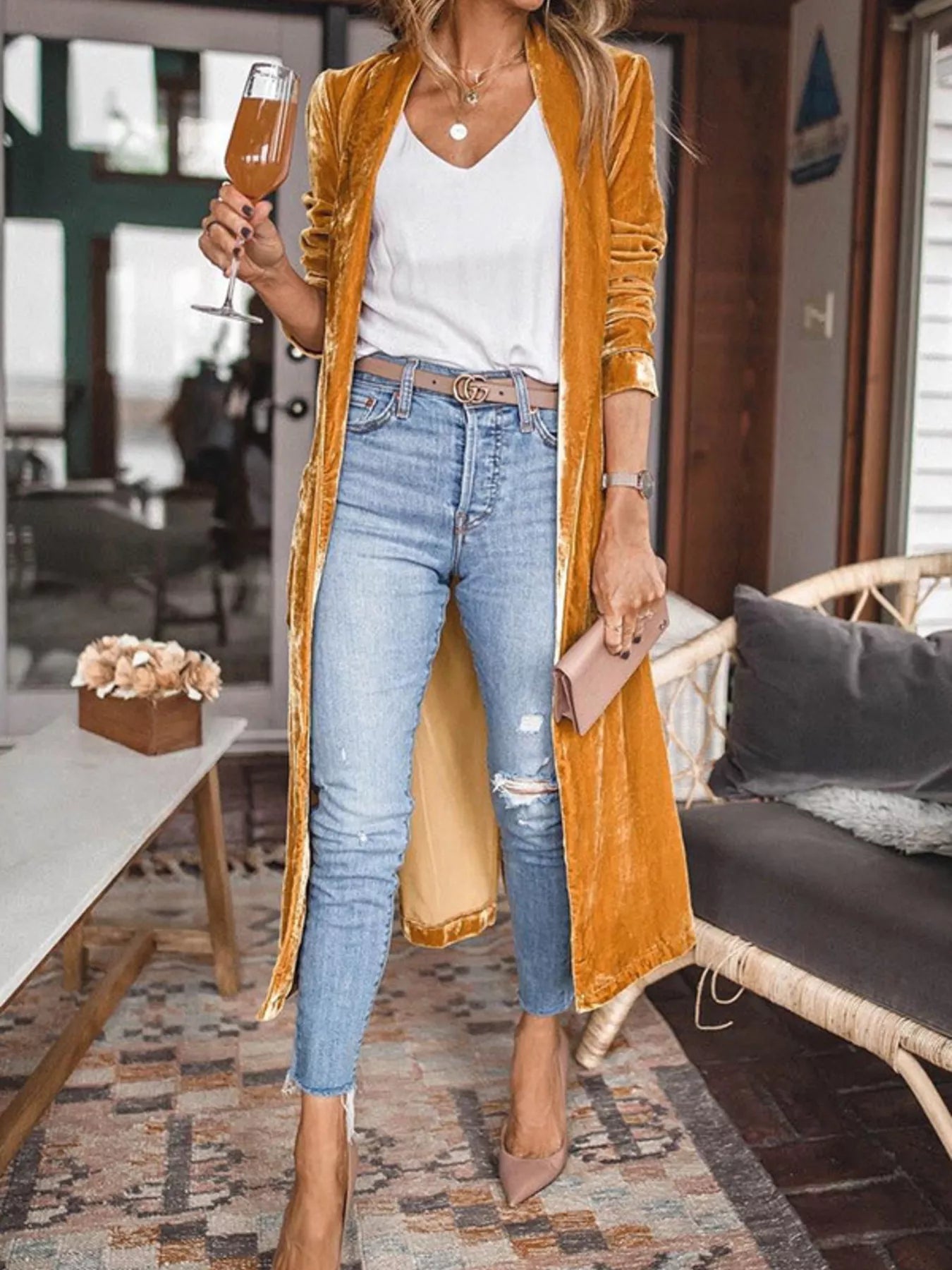 Open Front Long Sleeve Longline Cardigan - PBNJ FASHIONS