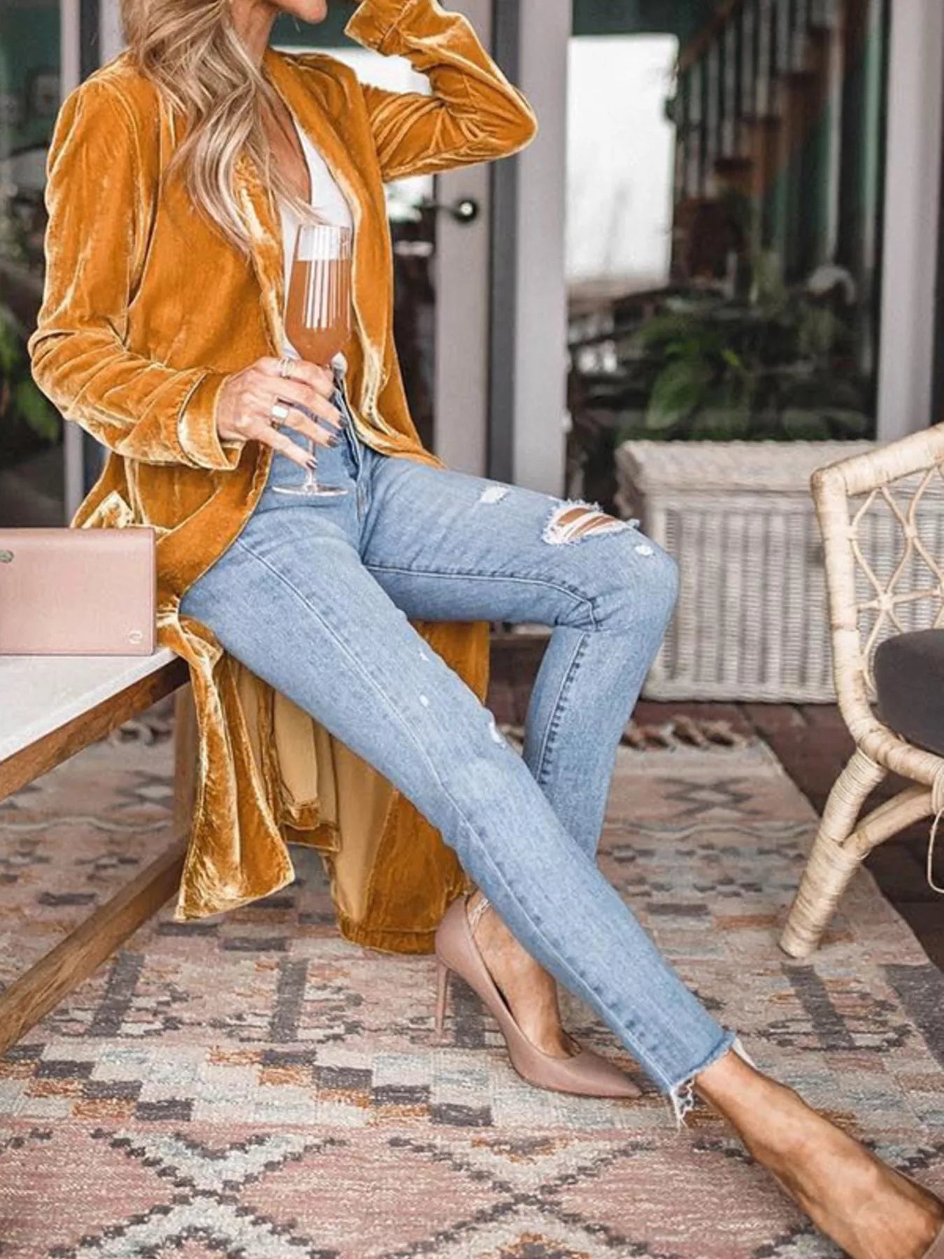 Open Front Long Sleeve Longline Cardigan - PBNJ FASHIONS