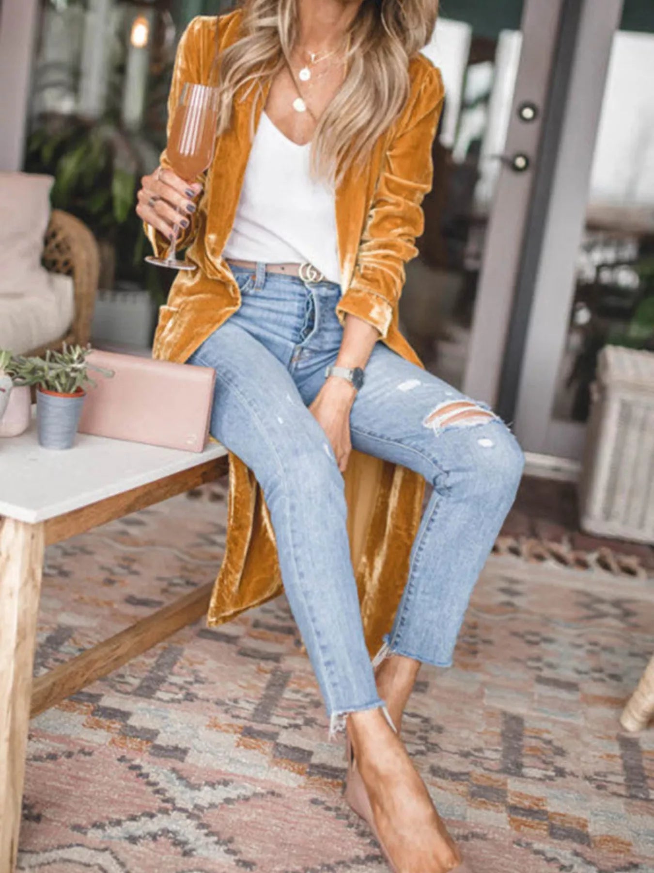 Open Front Long Sleeve Longline Cardigan - PBNJ FASHIONS