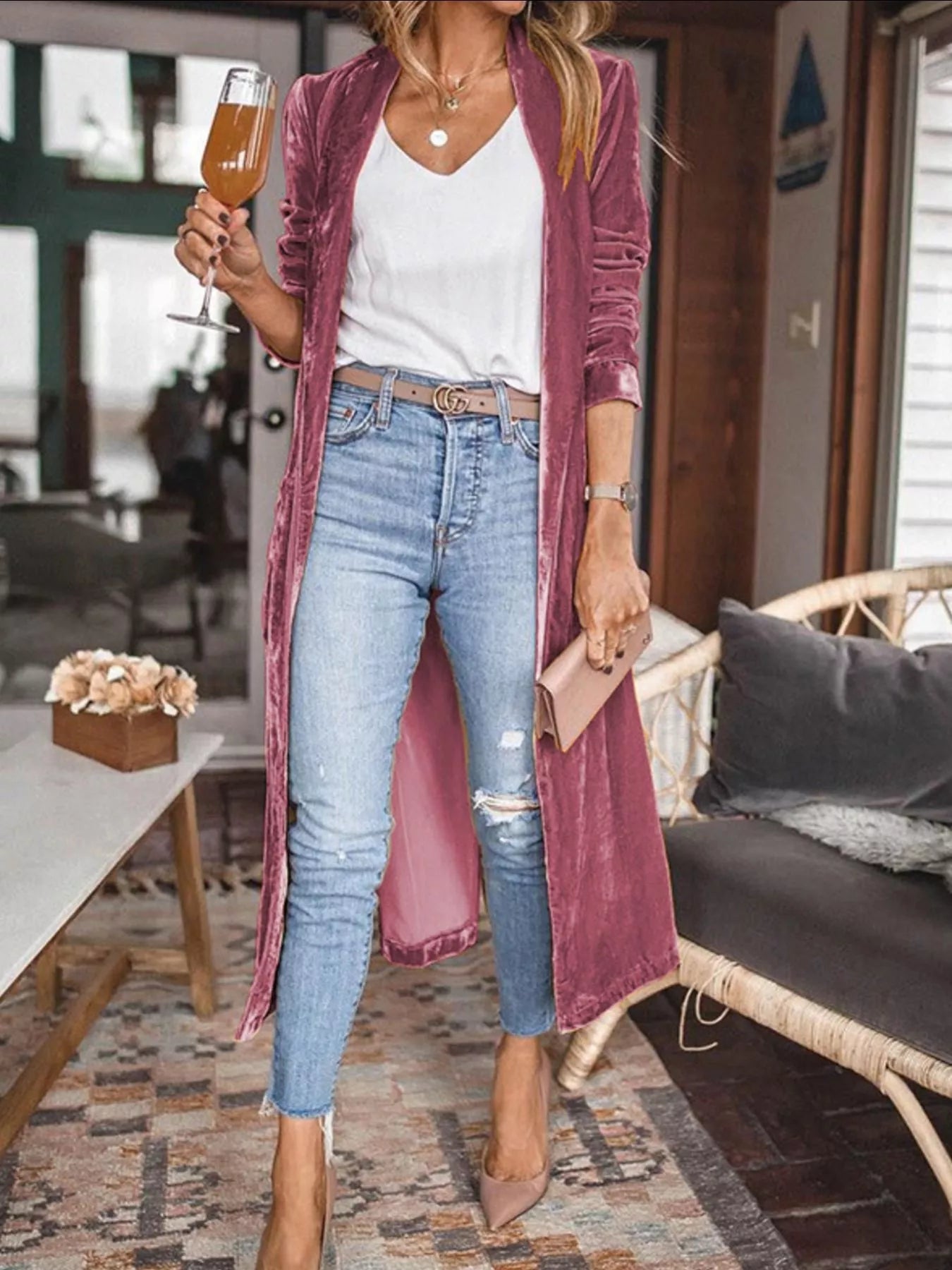 Open Front Long Sleeve Longline Cardigan - PBNJ FASHIONS