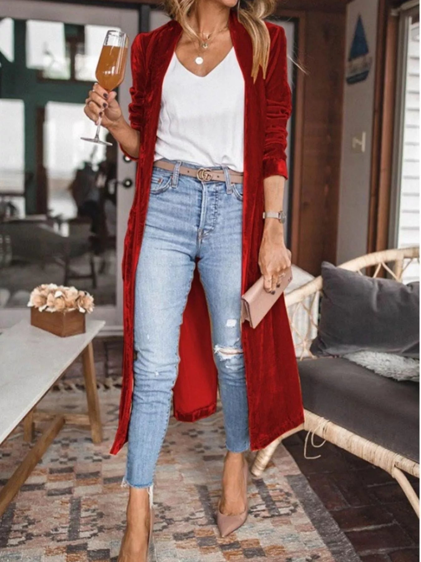 Open Front Long Sleeve Longline Cardigan - PBNJ FASHIONS
