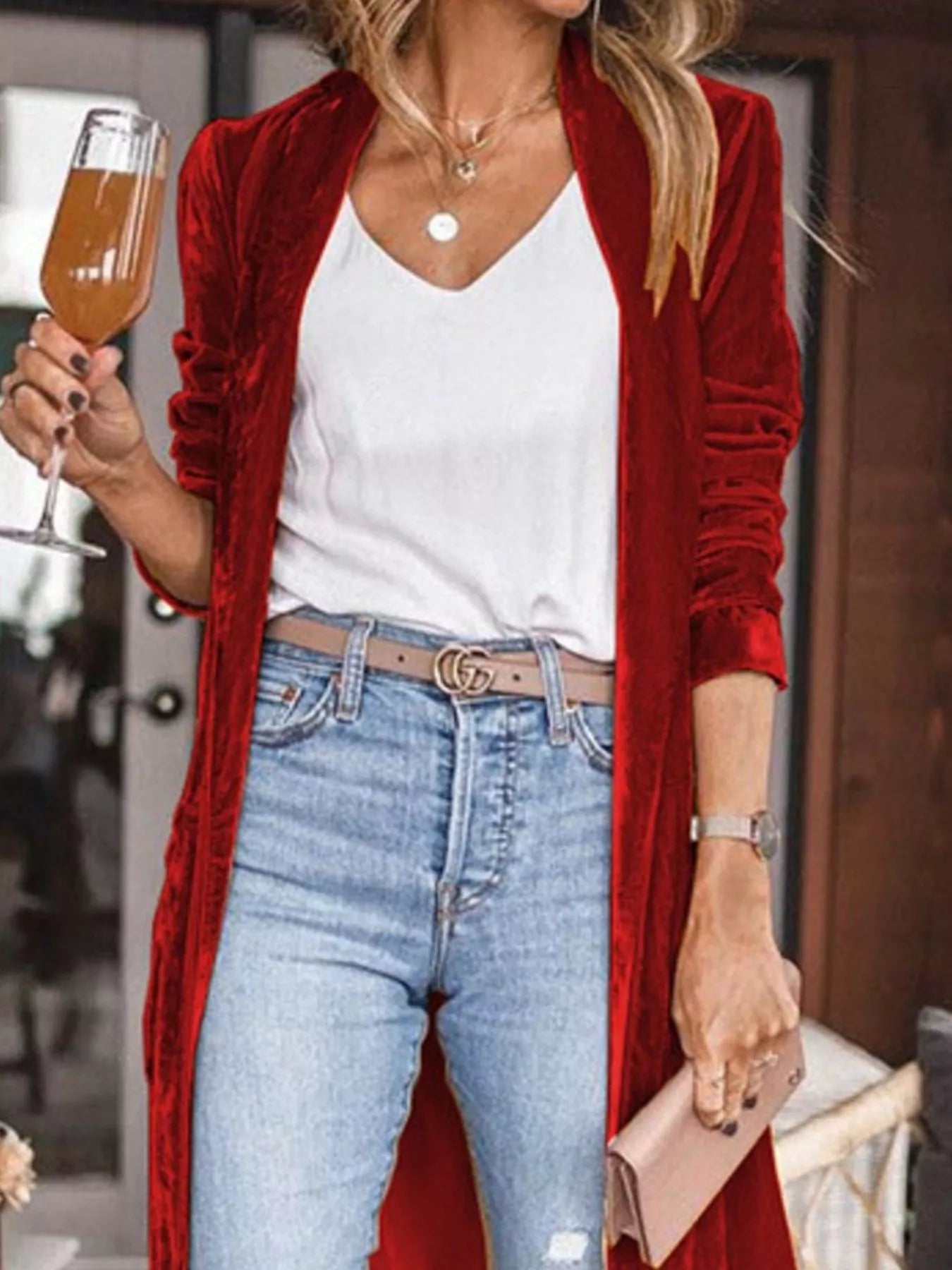 Open Front Long Sleeve Longline Cardigan - PBNJ FASHIONS