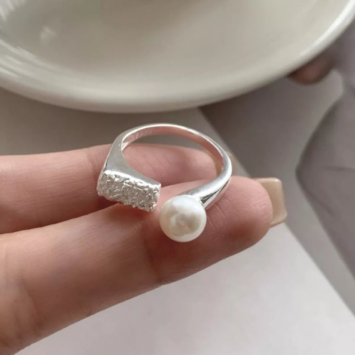 Pearl 925 Sterling Silver Open Ring - PBNJ FASHIONS
