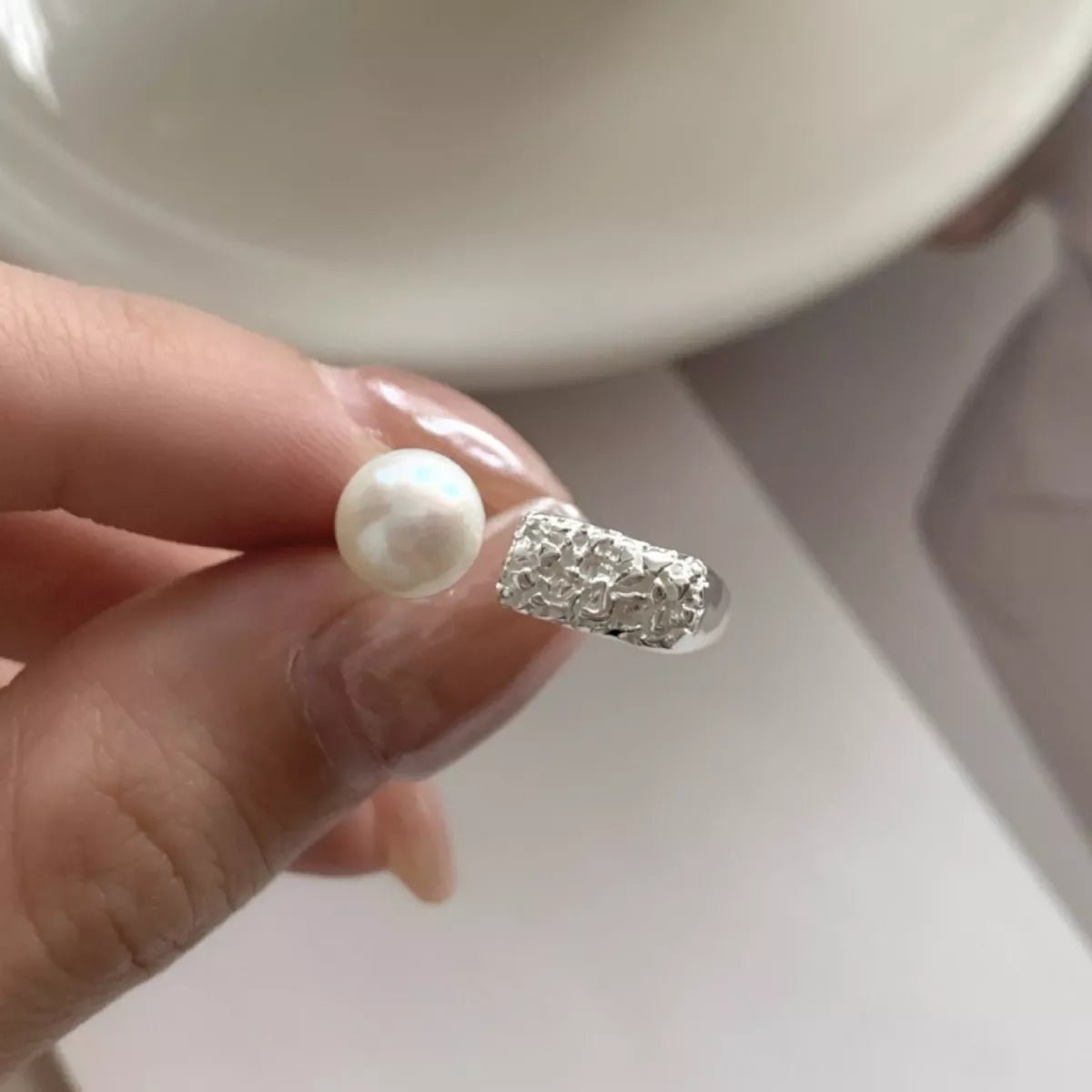 Pearl 925 Sterling Silver Open Ring - PBNJ FASHIONS