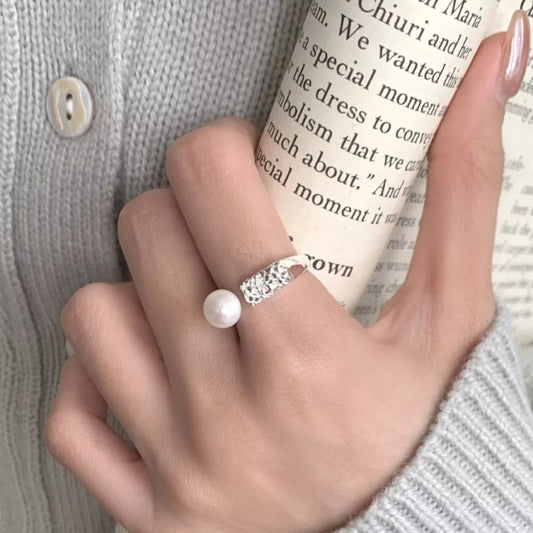 Pearl 925 Sterling Silver Open Ring - PBNJ FASHIONS