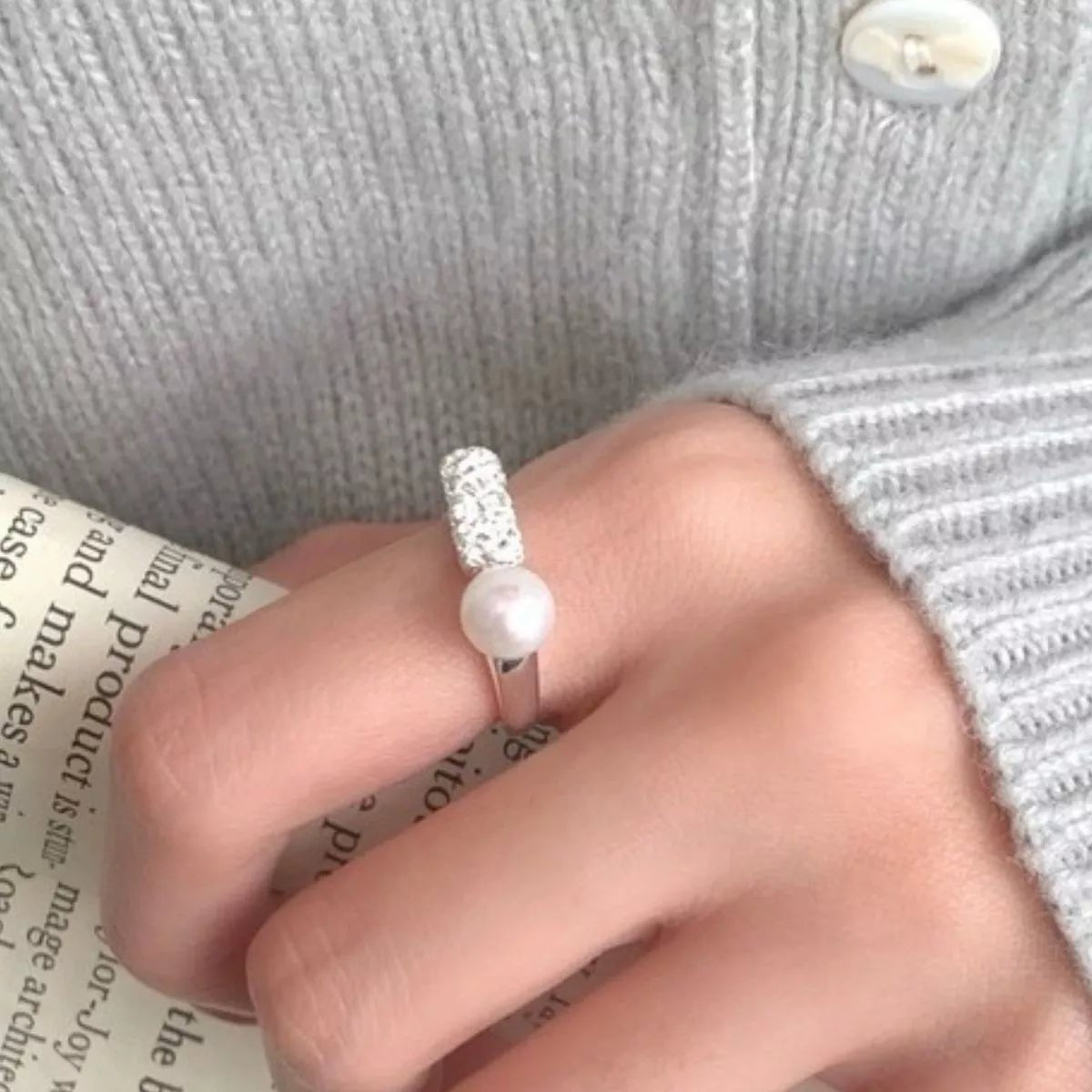 Pearl 925 Sterling Silver Open Ring - PBNJ FASHIONS