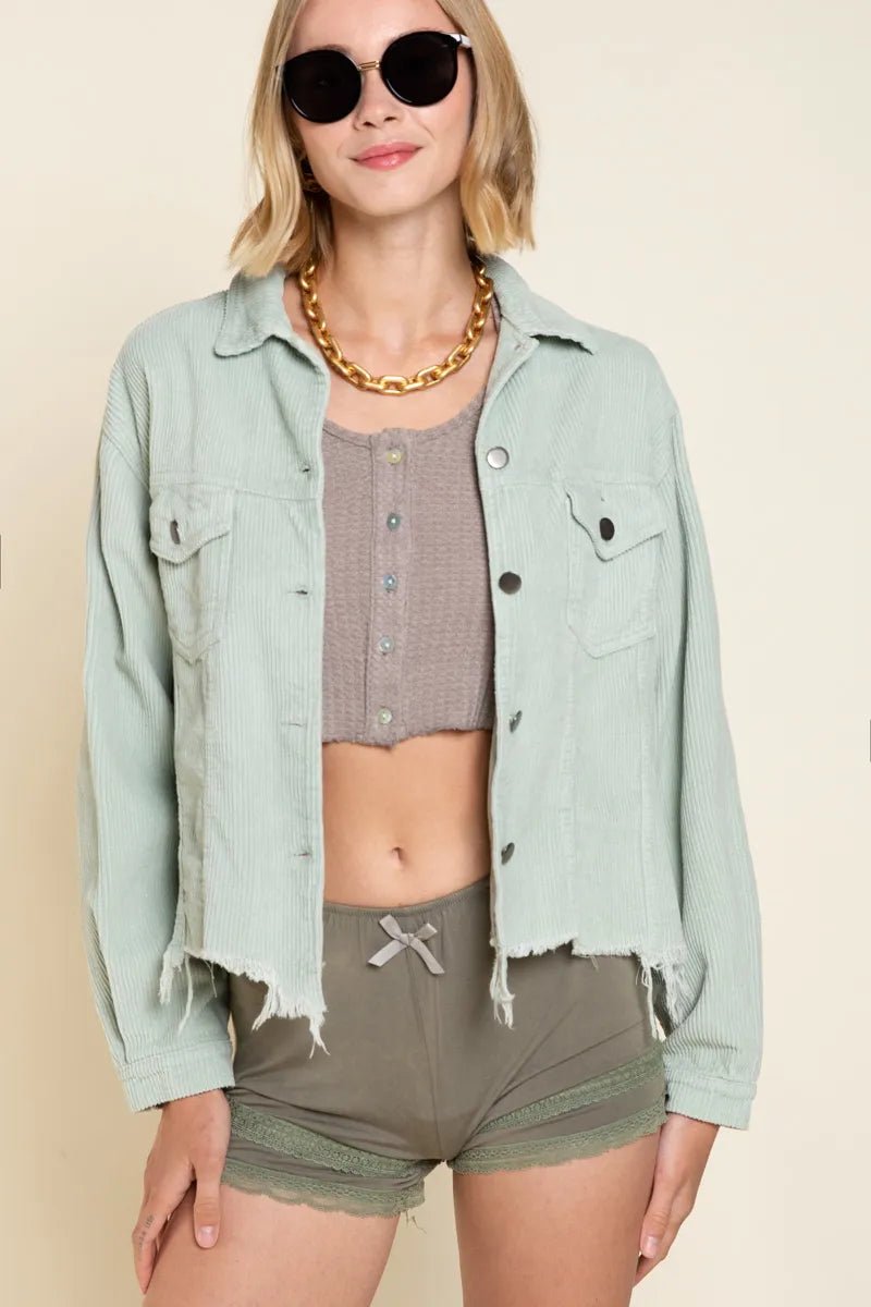 POL Button Down Corduroy Trucker Jacket - PBNJ FASHIONS