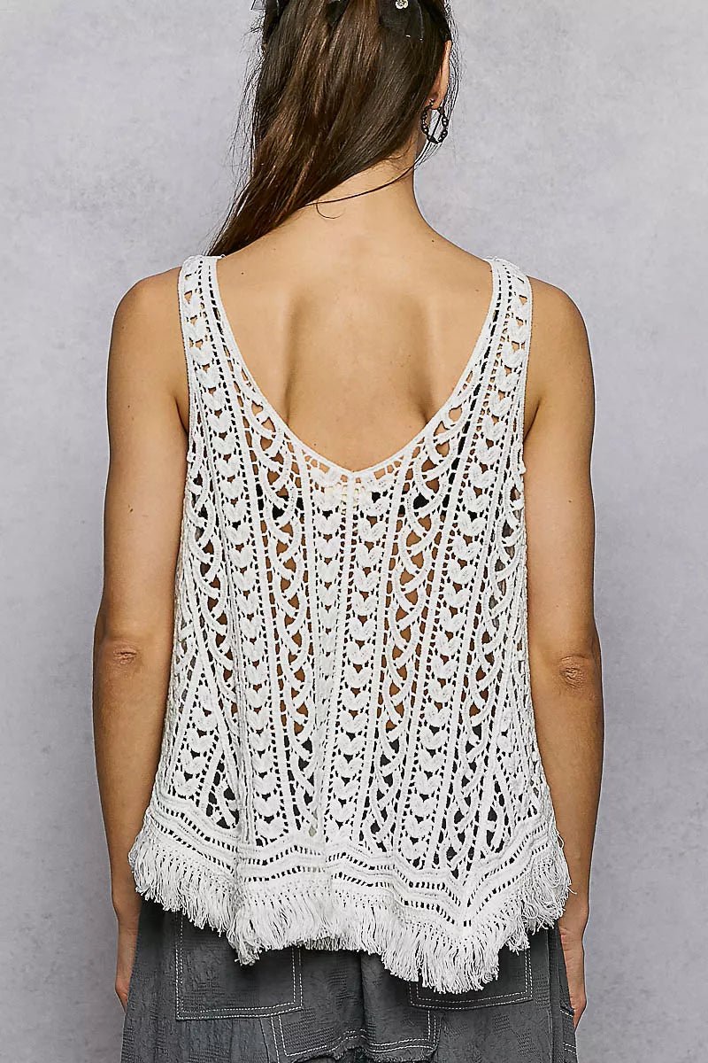 POL Crochet Fringe Hem Tank Top - PBNJ FASHIONS