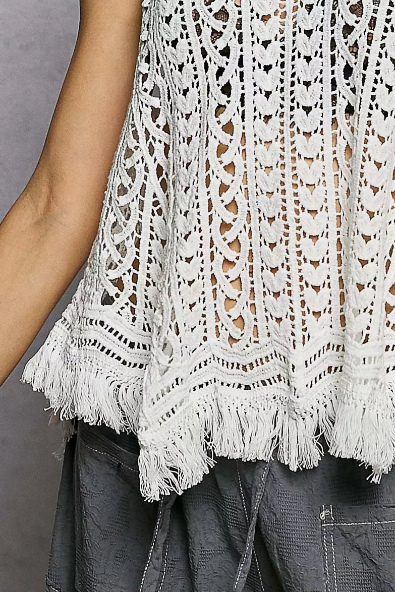 POL Crochet Fringe Hem Tank Top - PBNJ FASHIONS