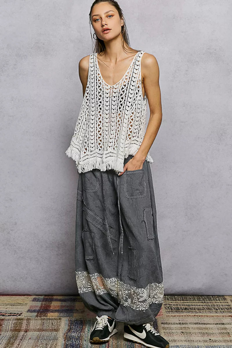POL Crochet Fringe Hem Tank Top - PBNJ FASHIONS