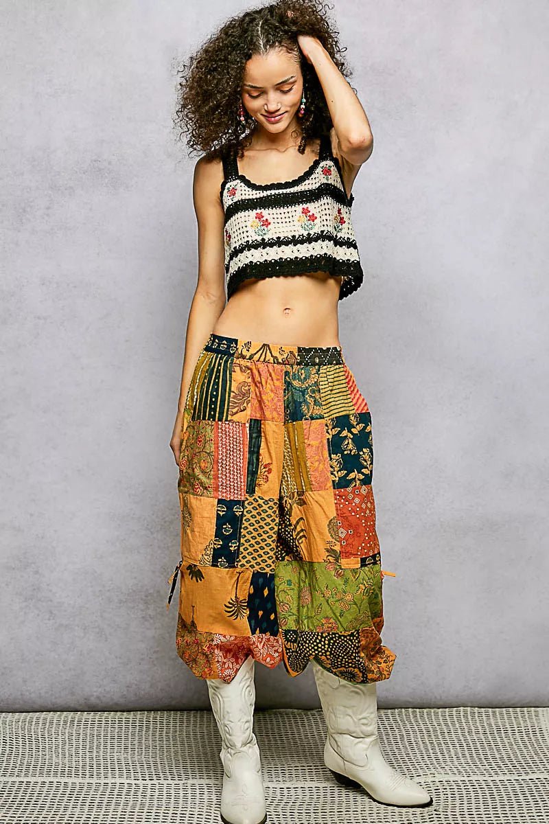 POL Floral Embroidered Cropped Crochet Cami with Scalloped Hem - PBNJ FASHIONS