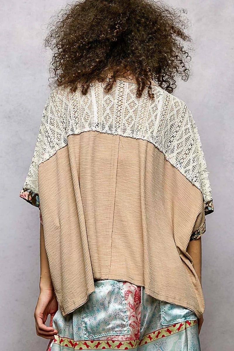 POL Floral Patchwork Lace Accent Blouse - PBNJ FASHIONS