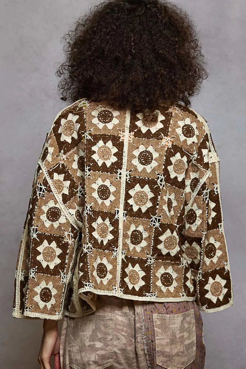 POL Open Front Cardigan with Varied Patterns - PBNJ FASHIONS