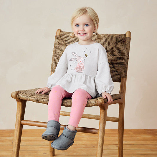 Spring and Autumn Girls Animals Cartoon Pattern Long Sleeves Top and Pink Pants Clothing Set-0