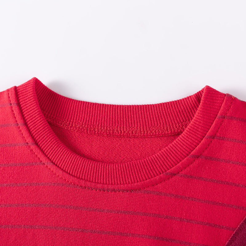 Spring and Autumn Girls Striped and Christmas Cartoon Pattern Long Sleeves Sweatshirt and Pants Clothing Set-2