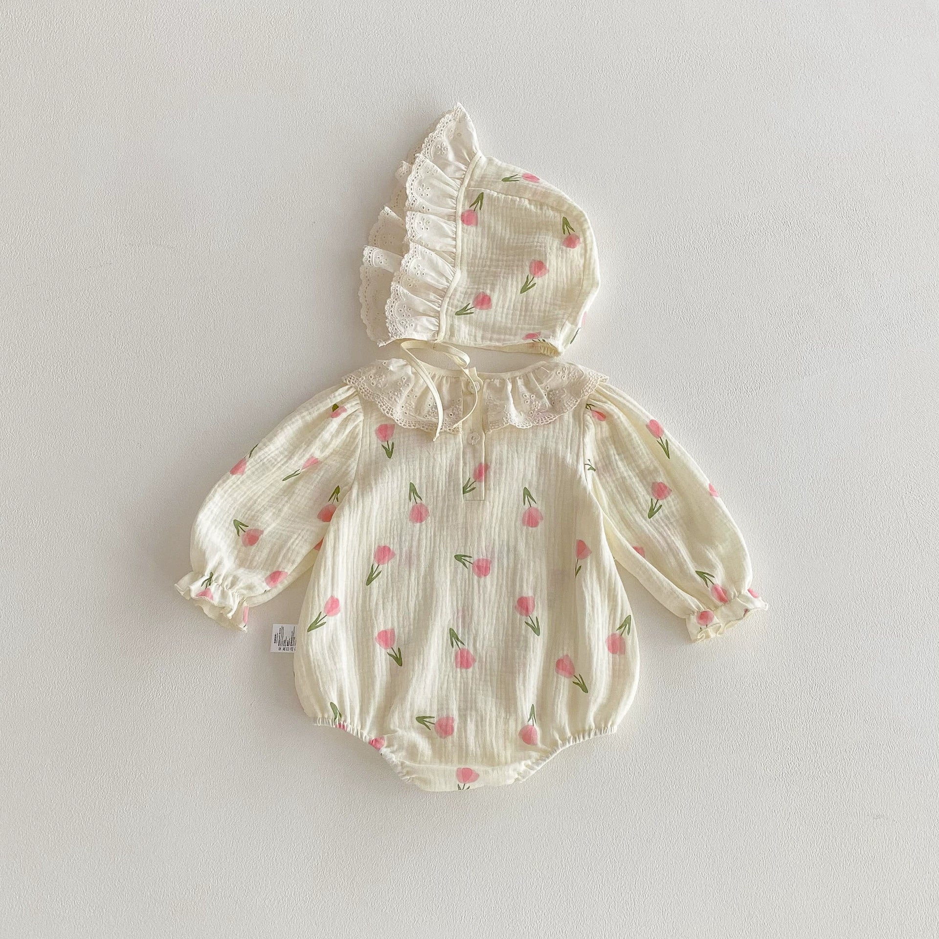 Autumn Hot Selling Baby Girls Long Sleeves Flowers Pattern Onesies Bodysuits-1