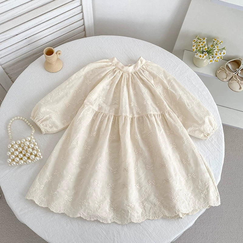 Autumn Baby Girls Butterfly-bows Pattern Embroidered Long-sleeved Onesies and Dress – Princess Sister Matching Set-2