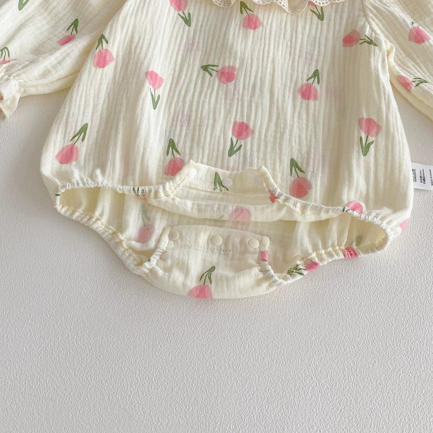 Autumn Hot Selling Baby Girls Long Sleeves Flowers Pattern Onesies Bodysuits-2