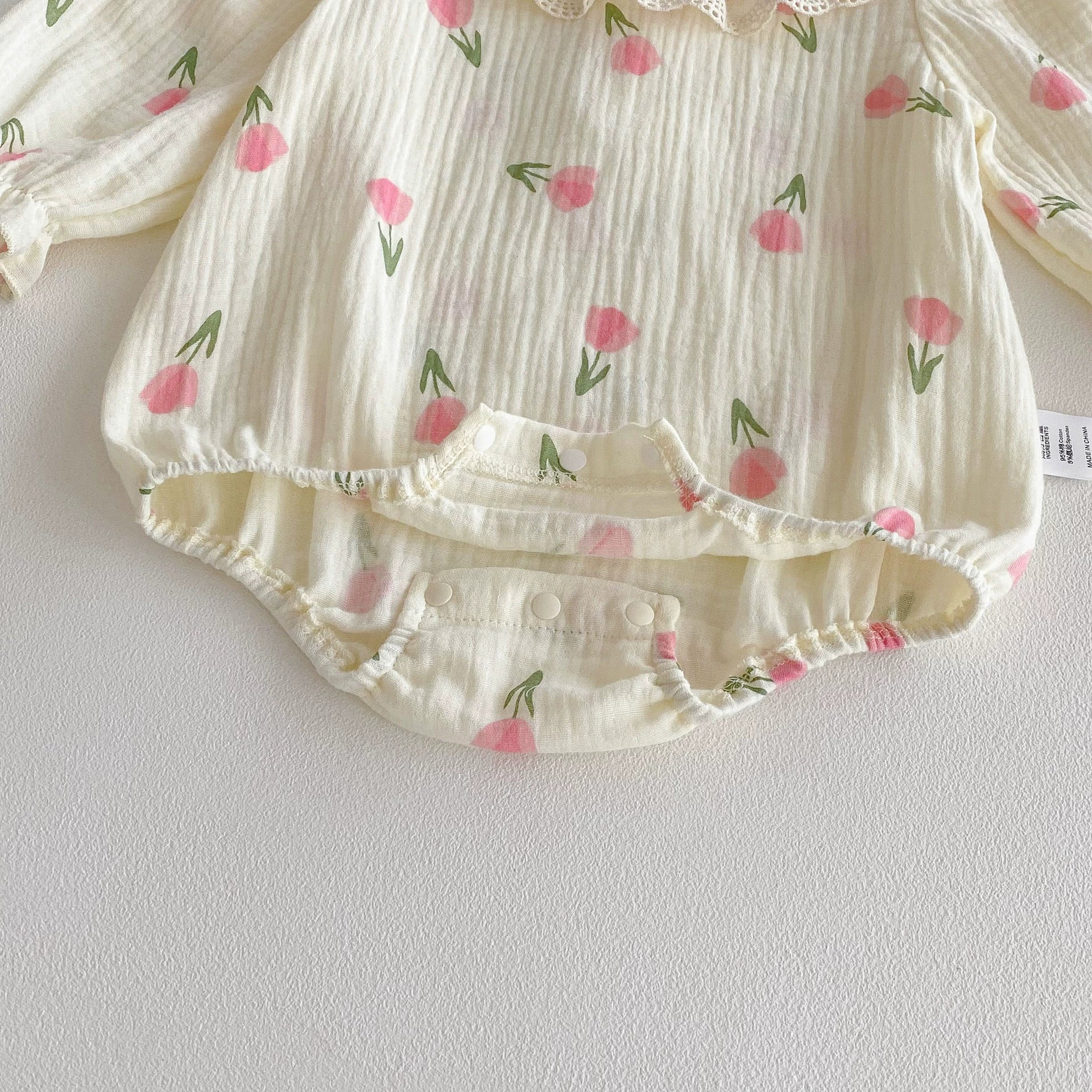 Autumn Hot Selling Baby Girls Long Sleeves Flowers Pattern Onesies Bodysuits-2