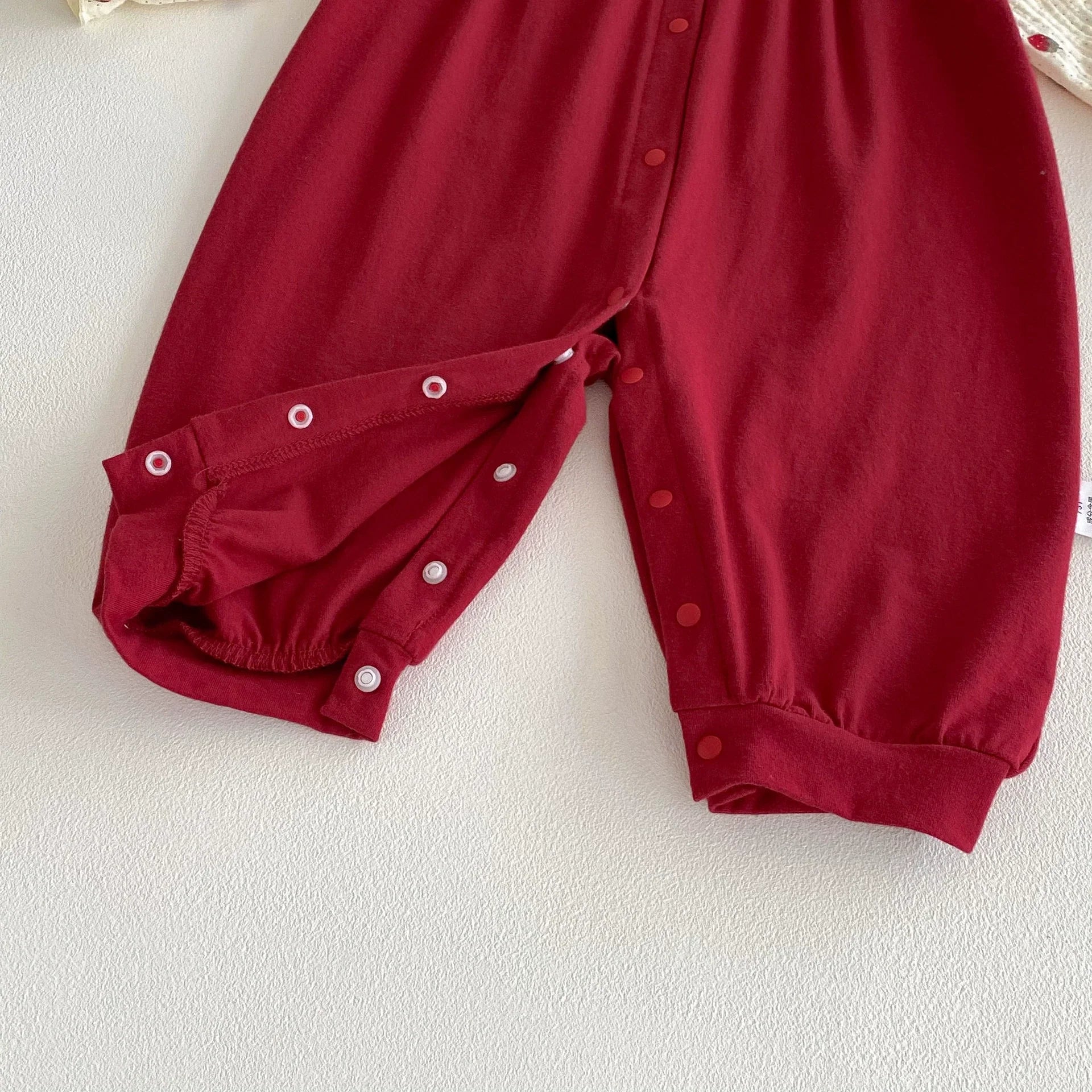 Autumn Hot Selling Baby Girls Long Sleeves Red Strawberry Pattern Color Patchwork Rompers-3