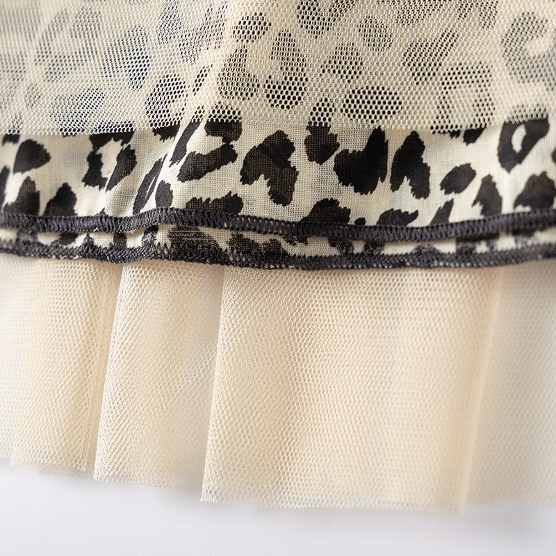 Autumn and Spring Arrival Princess Animals Pattern Long Sleeves Tulle Decorated Dress for Stylish Girls-3