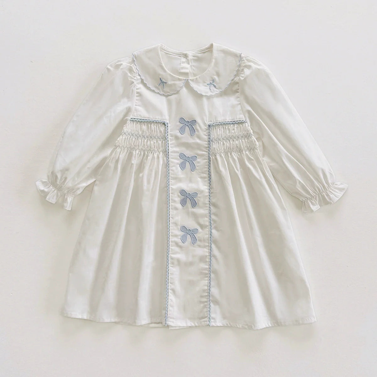 Arrival Autumn Girls Butterfly-bows Embroidery Pattern Long Sleeves Dress-1