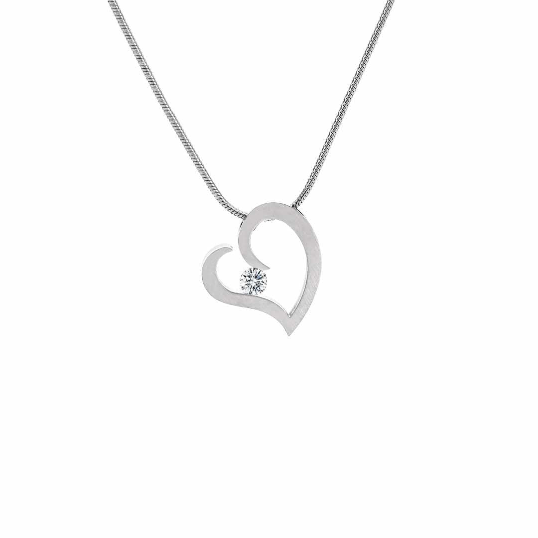 PT091W B.Tiff Steel Heart Pendant - PBNJ FASHIONS