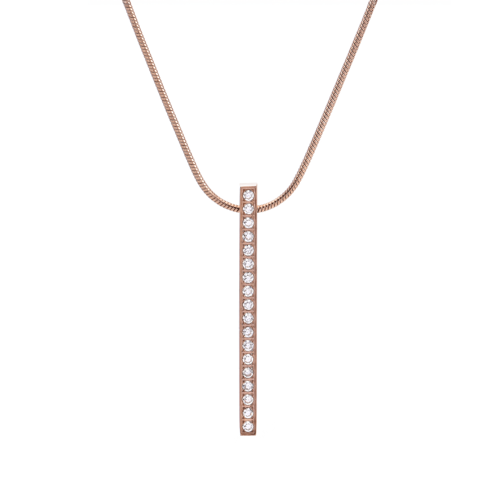 PT107RG B.Tiff Rose Gold 18 - Stone Bar Pendant - PBNJ FASHIONS