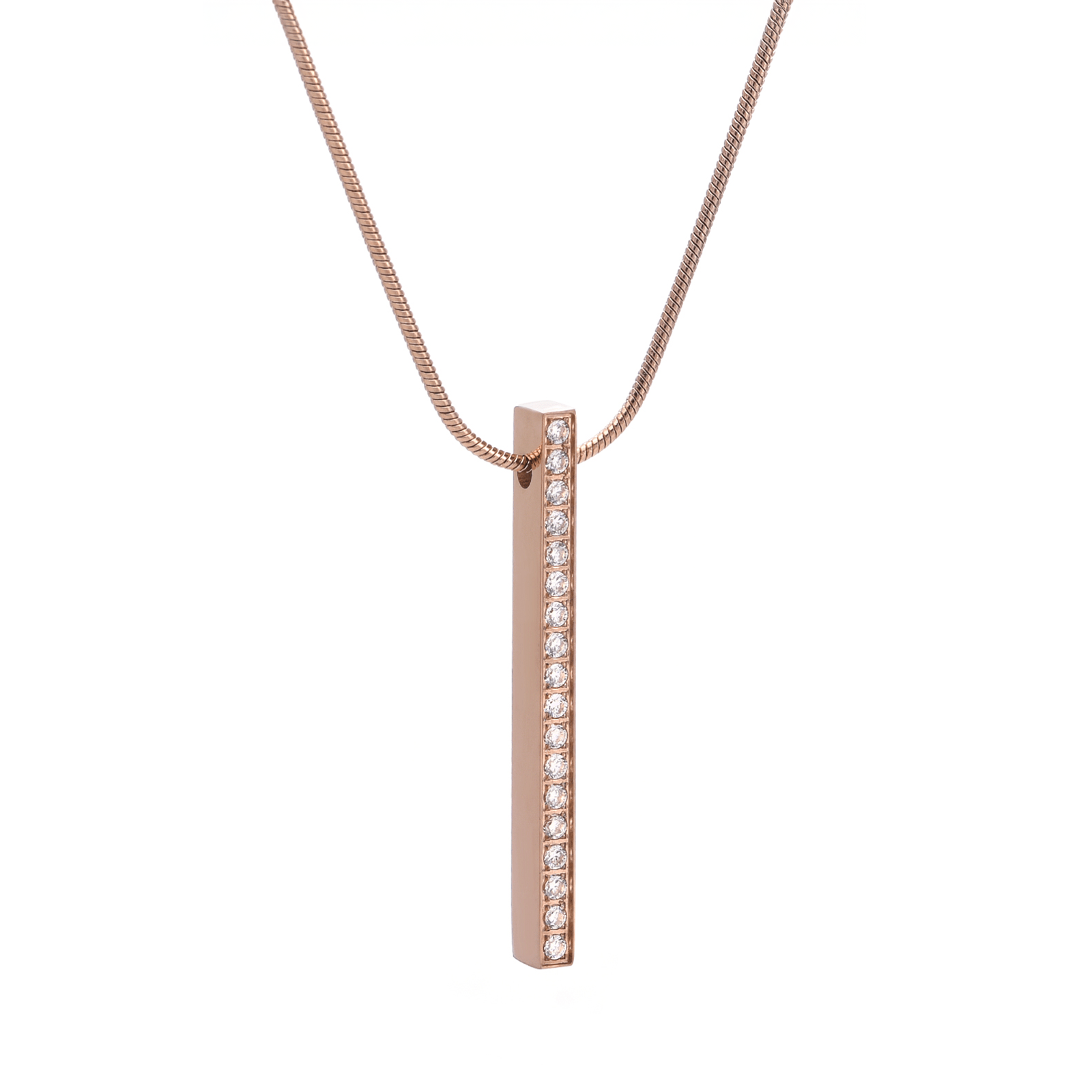 PT107RG B.Tiff Rose Gold 18 - Stone Bar Pendant - PBNJ FASHIONS