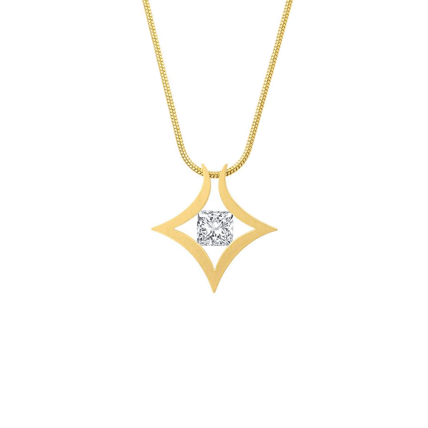 PT124G B.Tiff Gold Natal 1 ct Princess Cut Tension Pendant Necklace - PBNJ FASHIONS
