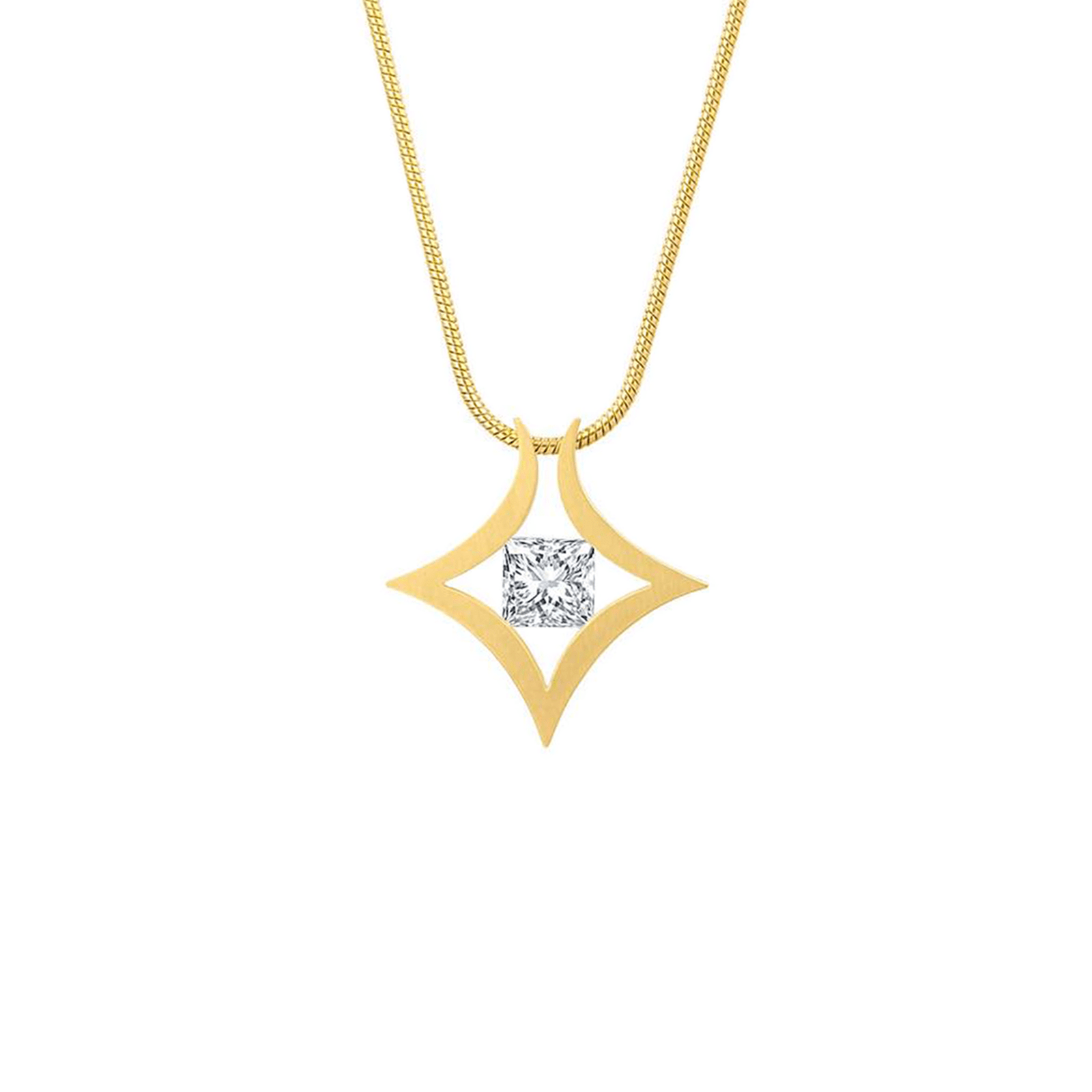 PT124G B.Tiff Gold Natal 1 ct Princess Cut Tension Pendant Necklace - PBNJ FASHIONS