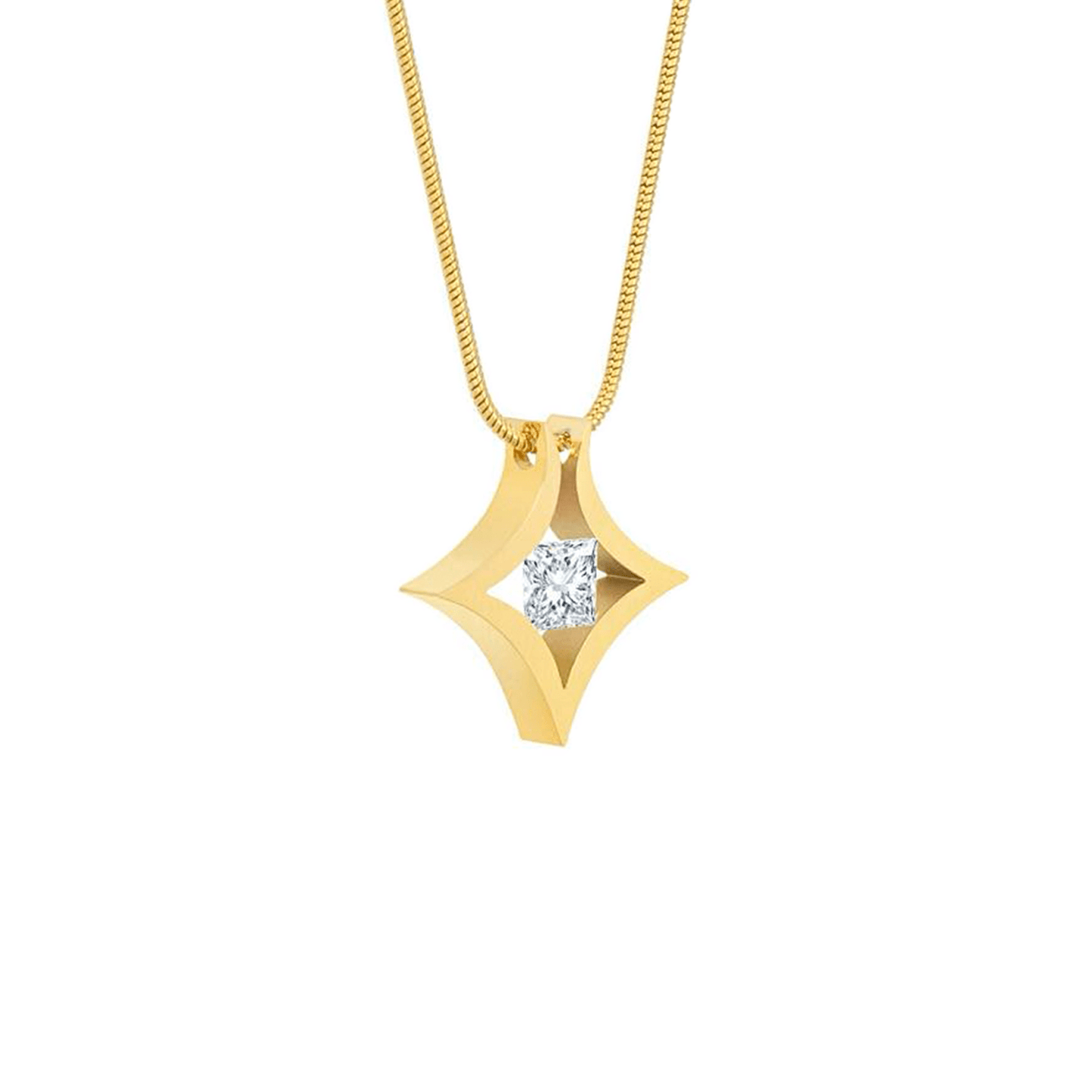 PT124G B.Tiff Gold Natal 1 ct Princess Cut Tension Pendant Necklace - PBNJ FASHIONS