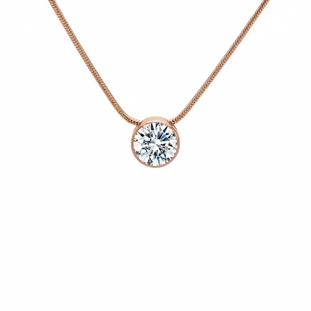 PT201RG B.Tiff Rose Gold 2 ct Solitaire Pendant - PBNJ FASHIONS