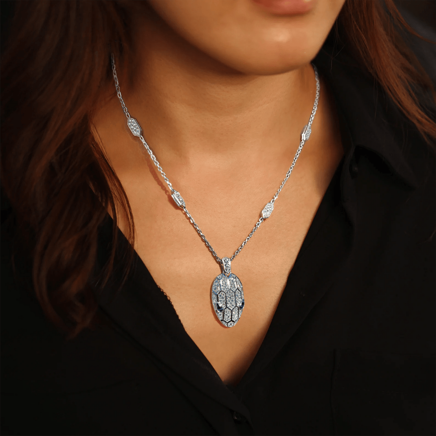 PT307W B.Tiff Pavé Viper Pendant Necklace - PBNJ FASHIONS