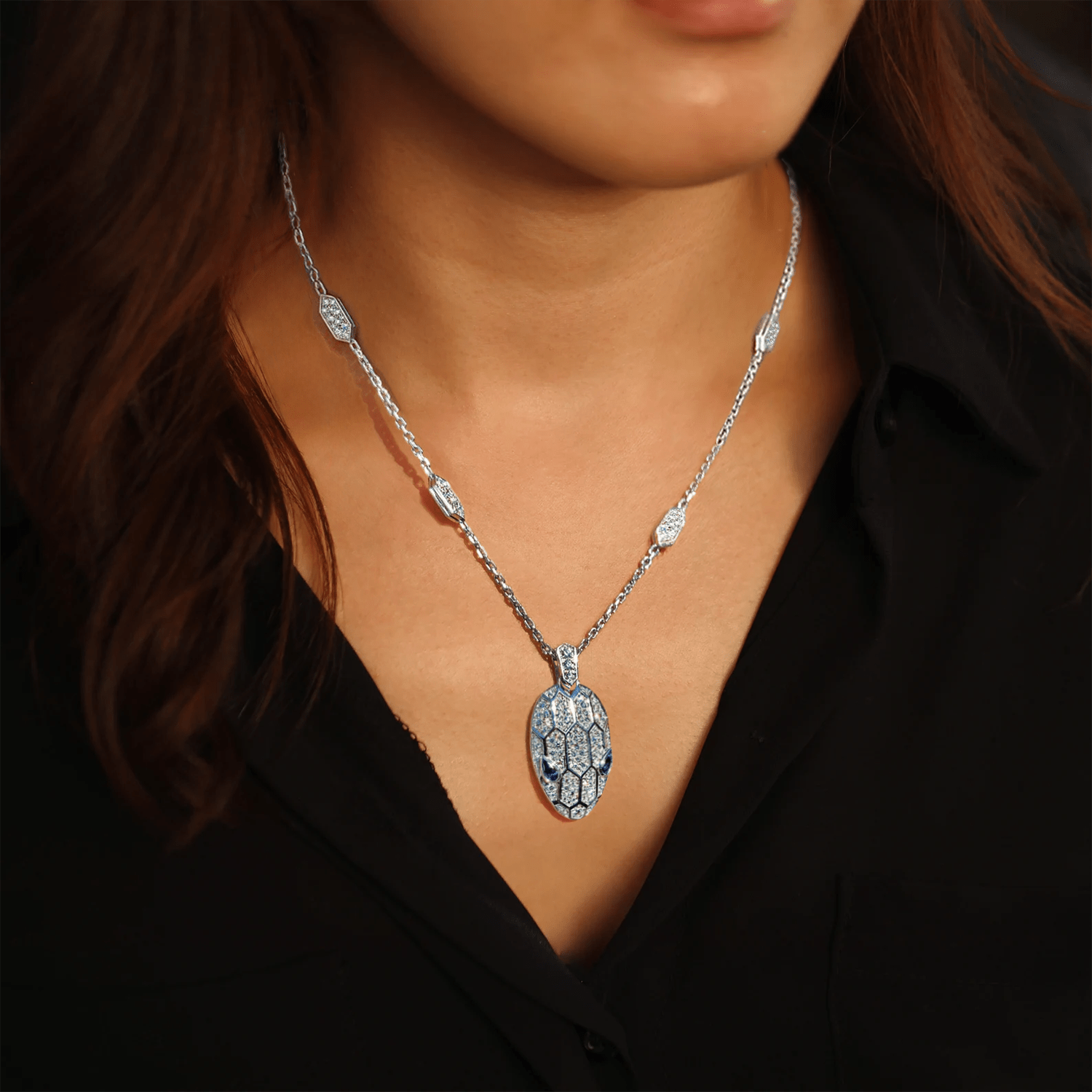 PT307W B.Tiff Pavé Viper Pendant Necklace - PBNJ FASHIONS