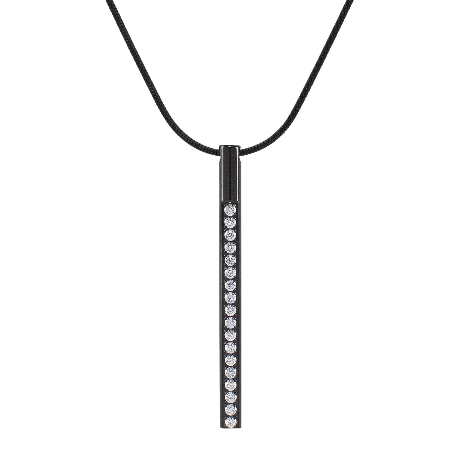 PT318B B.Tiff Black Pave Bar Pendant - PBNJ FASHIONS