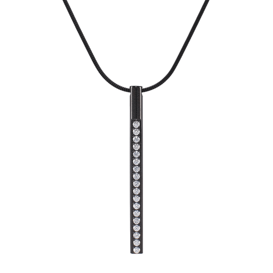 PT318B B.Tiff Black Pave Bar Pendant - PBNJ FASHIONS