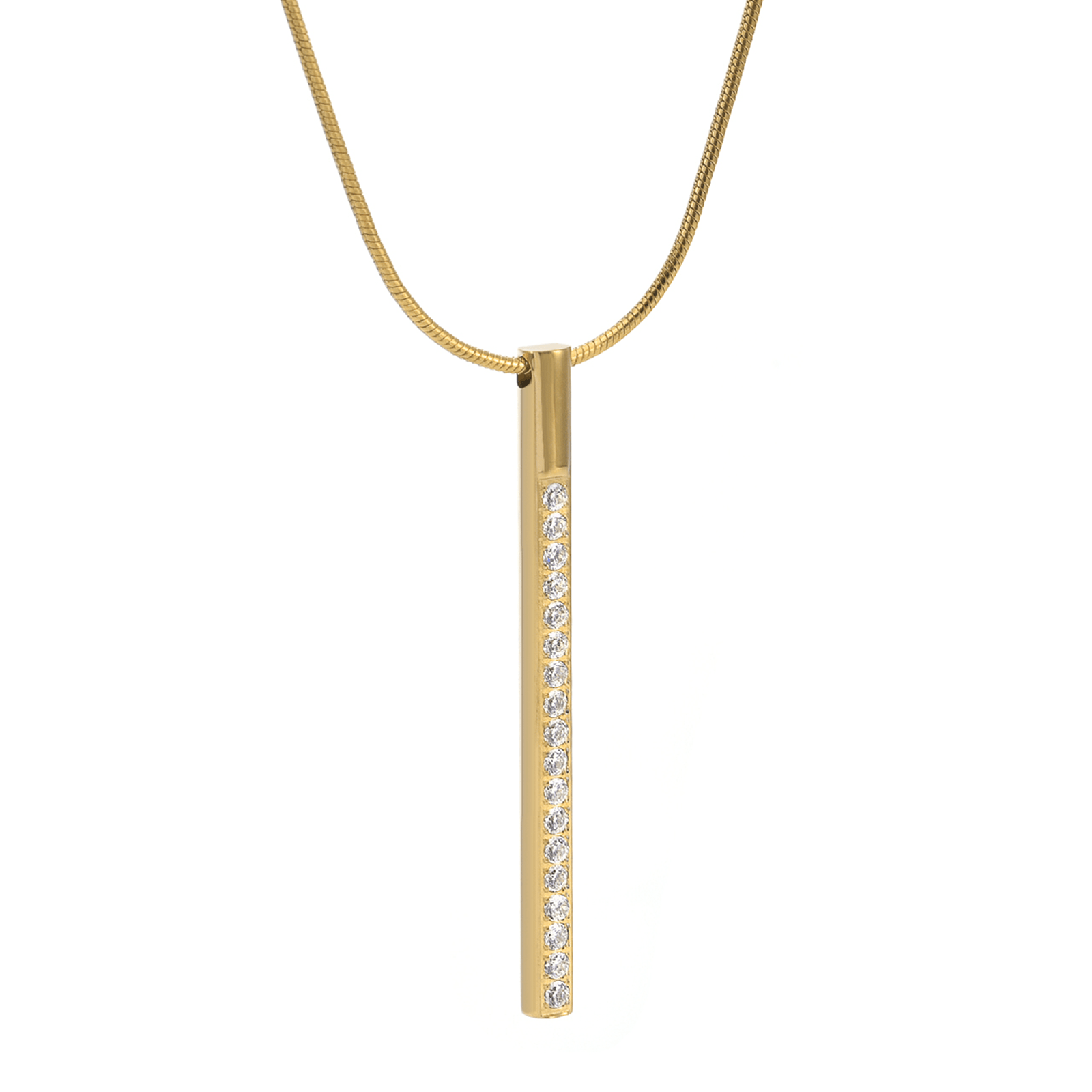 PT318G B.Tiff Gold Pave Bar Pendant - PBNJ FASHIONS