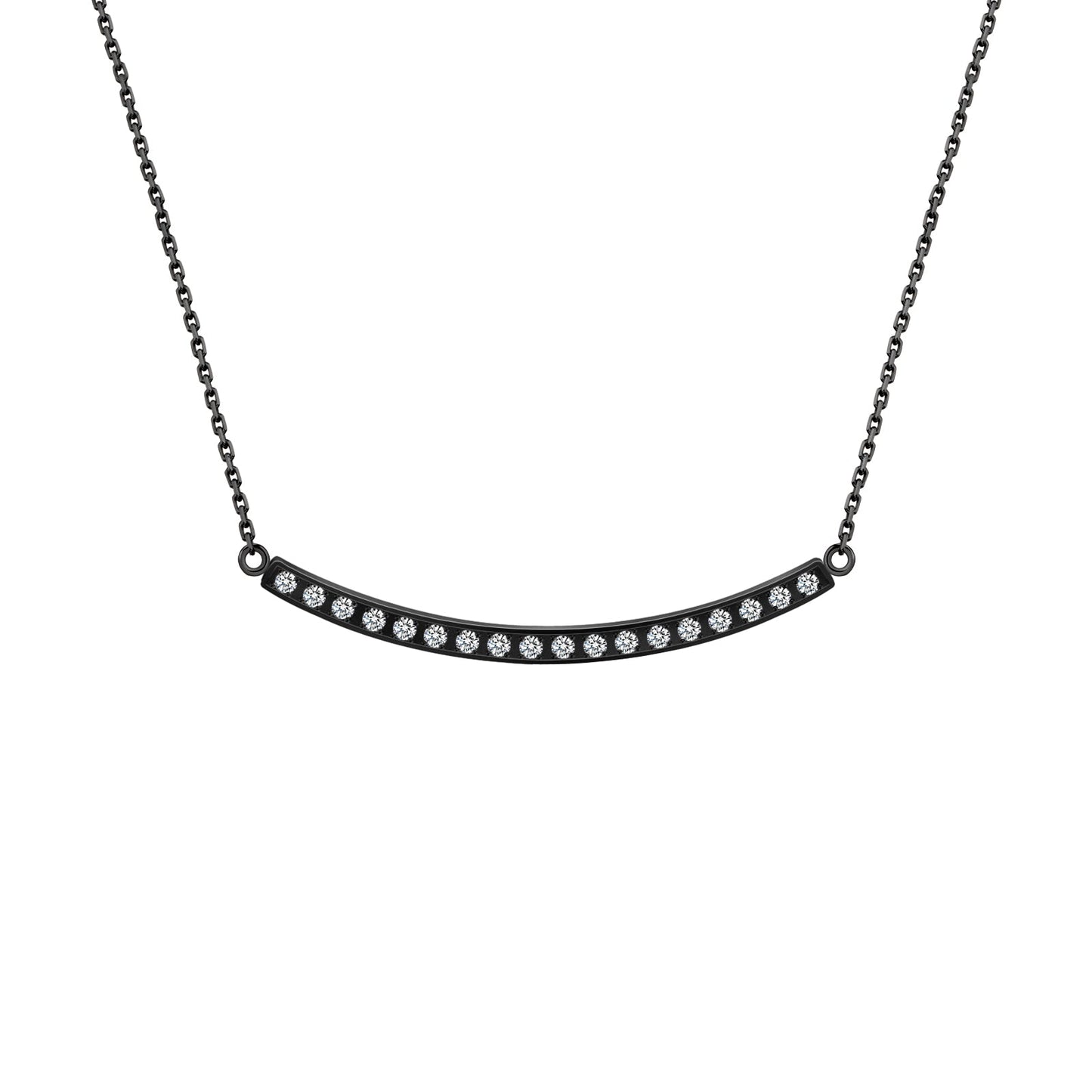 PT324B B.Tiff Black Mini "Smile" Adjustable Pendant Necklace - PBNJ FASHIONS