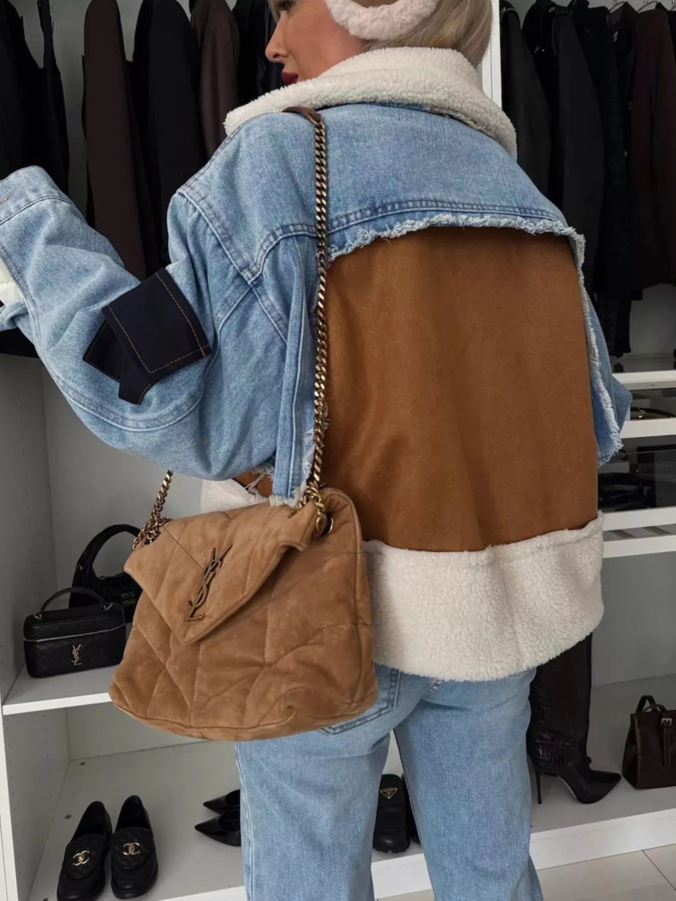 Raw Hem Sherpa Lined Denim Jacket - PBNJ FASHIONS